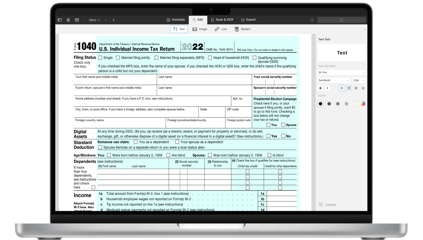 IRS Form 1040 2023